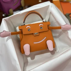 Alternative view of HERMES Top Handle Bags Orange-Pink 16CM A35010063327