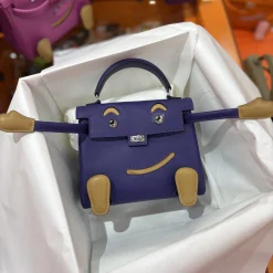 Alternative view of HERMES Top Handle Bags Purple-Tan 16CM A35010063329