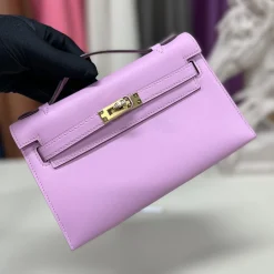 HERMES Top Handle Bags Swift Leather Purple-Gold 22CM G5010061107