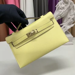HERMES Top Handle Bags Swift Leather Yellow-Gold 22CM G5010061075