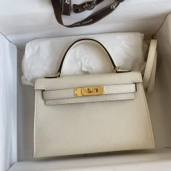 HERMES Top Handle Bags White-Gold F5010062233