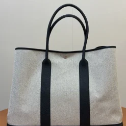HERMES Totes Bags Beige-Black 49X36X25.3CM B30010062625