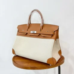 HERMES Travel Bags Brown-White A85010061761