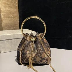 JIMMY CHOO Bucket Bags Black-Gold 16X15X9.5CM H5010066532