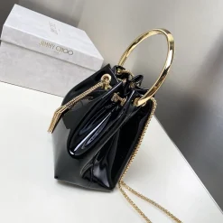 Alternative view of JIMMY CHOO Bucket Bags Metallic Fabric Black-Gold 16X16X9CM G8010066570