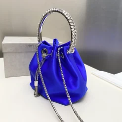 Alternative view of JIMMY CHOO Bucket Bags Satin Blue-Silver 16X15X9.5CM H5010066577