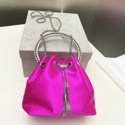 Alternative view of JIMMY CHOO Bucket Bags Satin Fuchsia-Silver 16X15X9.5CM H5010066578