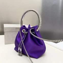 Alternative view of JIMMY CHOO Bucket Bags Satin Purple-Silver 16X15X9.5CM H5010066579