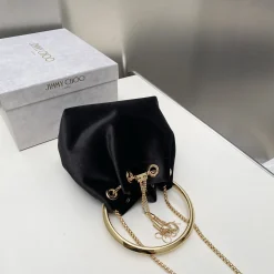 Alternative view of JIMMY CHOO Bucket Bags Velvet Black-Gold 16X15X9.7CM G8010066553