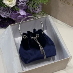 Alternative view of JIMMY CHOO Bucket Bags Velvet Blue-Silver 16X15X9.5CM G8010066487