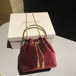 Alternative view of JIMMY CHOO Bucket Bags Velvet Burgundy-Gold 16X15X9.7CM G8010066554