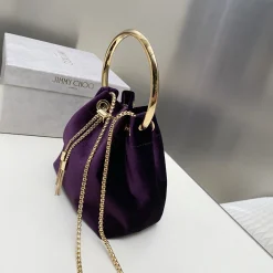 Alternative view of JIMMY CHOO Bucket Bags Velvet Purple-Gold 16X15X9.7CM G8010066551