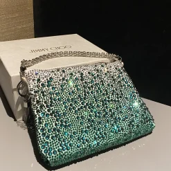 Alternative view of JIMMY CHOO Clutches Bags Satin Crystal Green-Silver 26X20X3CM H5010066595