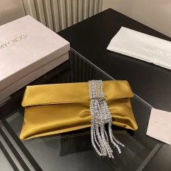 Alternative view of JIMMY CHOO Clutches Bags Satin Gold-Silver 30X15.5X2.5CM I2010066412