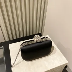 Alternative view of JIMMY CHOO Clutches Bags Silk Satin Black-Silver 12X10X5CM G0010066475