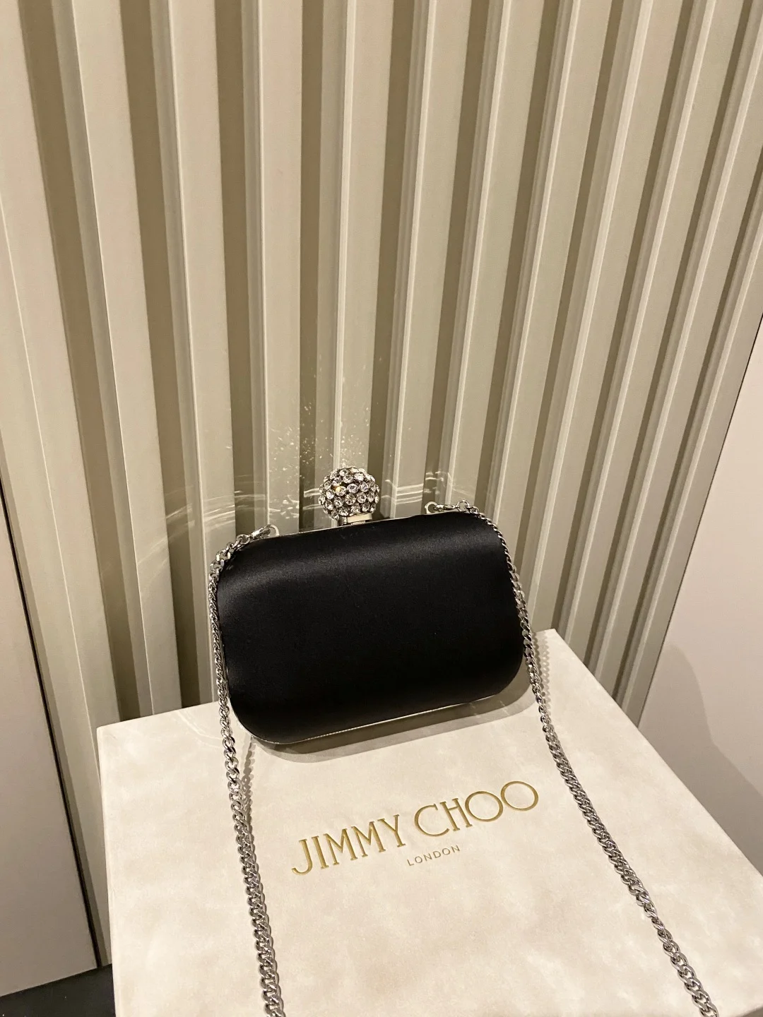 JIMMY CHOO Clutches Bags Silk Satin Black-Silver 12X10X5CM G0010066475 - Image 5