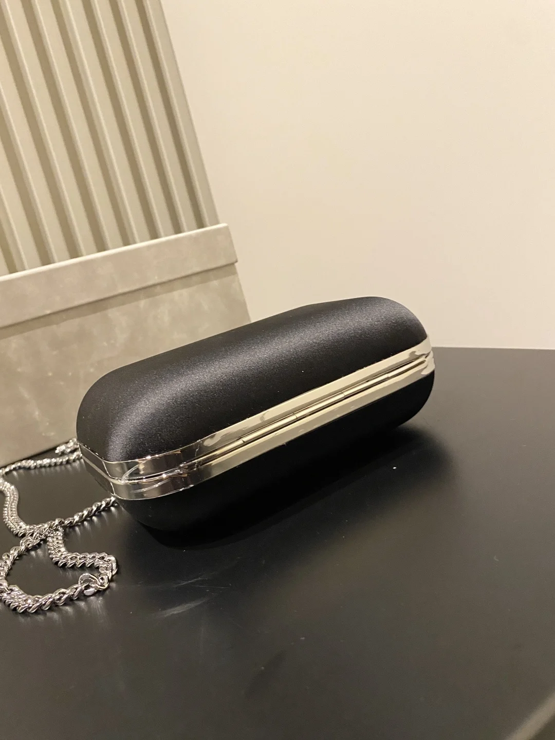 JIMMY CHOO Clutches Bags Silk Satin Black-Silver 12X10X5CM G0010066475 - Image 6