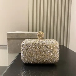 JIMMY CHOO Clutches Bags Silk Satin Gold-Silver 12X10X5CM G5010066468