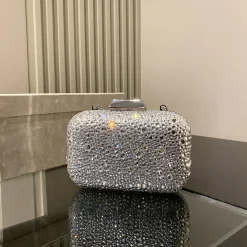 JIMMY CHOO Clutches Bags Silk Satin Silver 12X10X5CM G5010066466