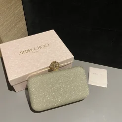 JIMMY CHOO Clutches Bags Silk Satin Silver-Gold 20X11.5X6.5CM H0010066597