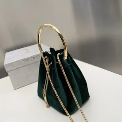 Alternative view of JIMMY CHOO Shoulder Bags Black Velvet Green-Gold 16X15X9.7CM G8010066548