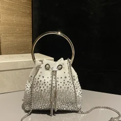 JIMMY CHOO Shoulder Bags Crystal White-Silver 16X15X9.5CM H8010066564