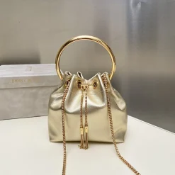 JIMMY CHOO Shoulder Bags Lambskin Leather Gold 16X16X9CM G8010066562