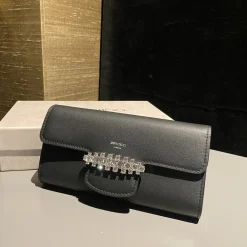 Alternative view of JIMMY CHOO Shoulder Bags Smooth Leather Black-Silver 19X10.5X4CM F8010066407