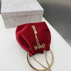 Alternative view of JIMMY CHOO Shoulder Bags Velvet Red-Gold 16X15X9.7CM G8010066555