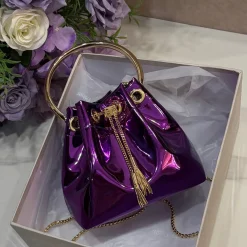 Alternative view of JIMMY CHOO Top Handle Bags Calf Leather Purple-Gold 16X15X9.5CM G8010066477