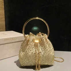JIMMY CHOO Top Handle Bags Cream-Gold 16X15X9.5CM H8010066565