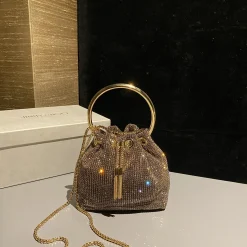 JIMMY CHOO Top Handle Bags Crystal Mesh Gold 16X16X9CM H5010066560
