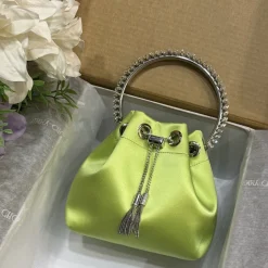 JIMMY CHOO Top Handle Bags Green-Silver 16X15X9.5CM I0010066498