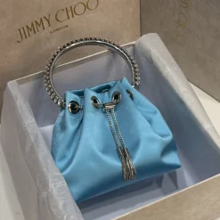 Alternative view of JIMMY CHOO Top Handle Bags Silk Blue-Silver 16X15X9.5CM I5010066497