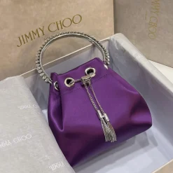 Alternative view of JIMMY CHOO Top Handle Bags Silk Purple-Silver 16X15X9.5CM I0010066492