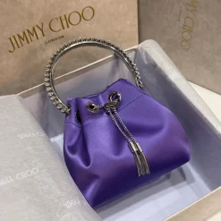 Alternative view of JIMMY CHOO Top Handle Bags Silk Purple-Silver 16X15X9.5CM I0010066496
