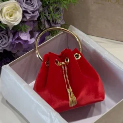 Alternative view of JIMMY CHOO Top Handle Bags Velvet Red-Gold 16X15X9.5CM G8010066486