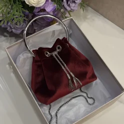 Alternative view of JIMMY CHOO Top Handle Bags Velvet Red-Silver 16X15X9.5CM G8010066484