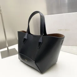 Alternative view of JIMMY CHOO Totes Bags Calf Leather Black-Gold 20X18X12CM I3010066585