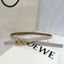 Alternative view of LOEWE Belts Calf Leather Cream-Brown-Burgundy-Black 1.5cm Width A7010050102