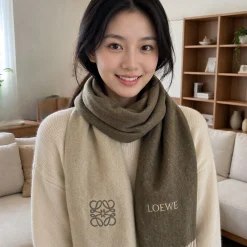 LOEWE Scarves Beige-Brown One Size A3010070530