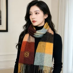 LOEWE Scarves Brown-Yellow-Gray A2010070359