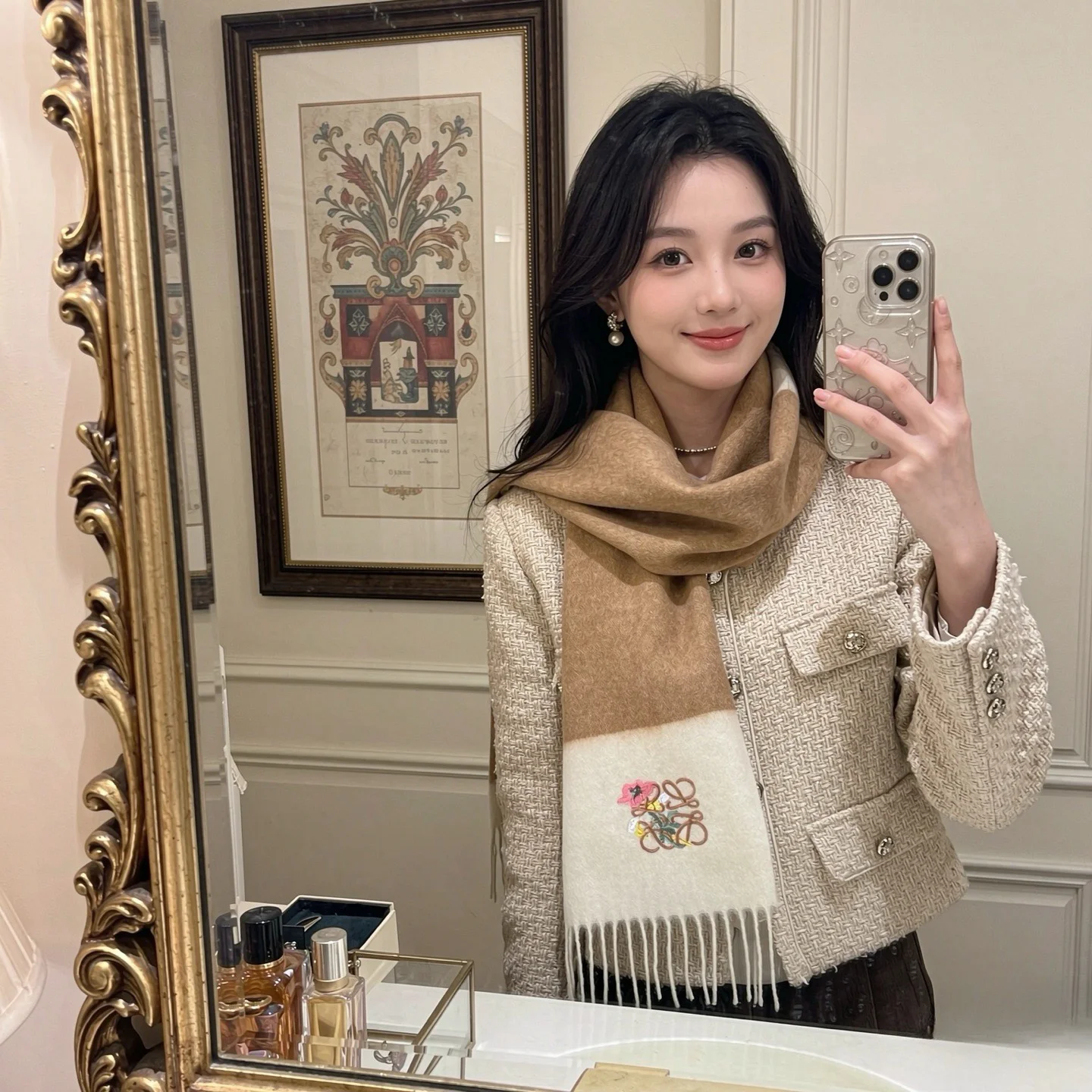 LOEWE Scarves Cashmere Beige-Brown 30_180CM A3010070850