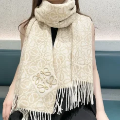 LOEWE Scarves Cashmere Beige-Gold One Size A1510070829