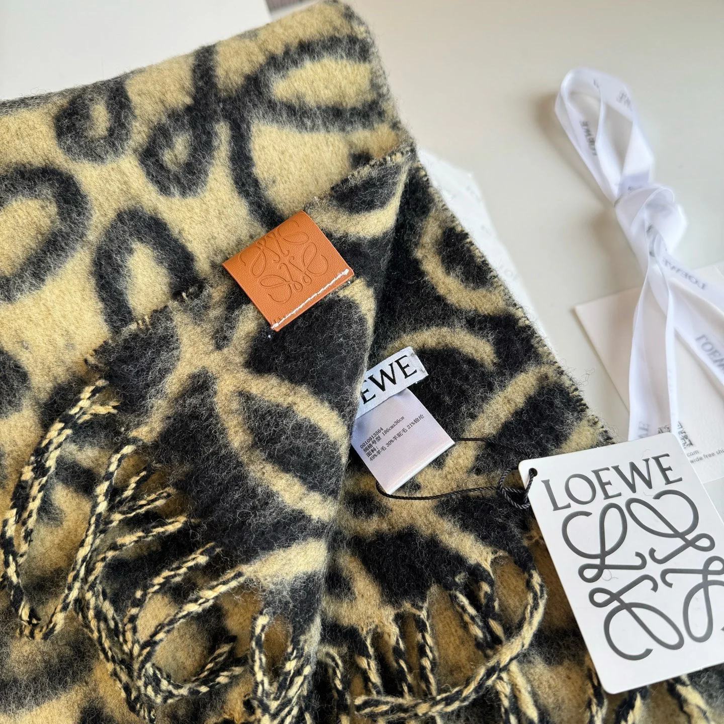 LOEWE Scarves Cashmere Black-Brown-Yellow 32X180 A3510070372 - Image 7