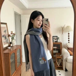 LOEWE Scarves Cashmere Blue-Gray 35X180CM A3510071498