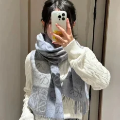 LOEWE Scarves Cashmere Blue-Gray One Size I510071534