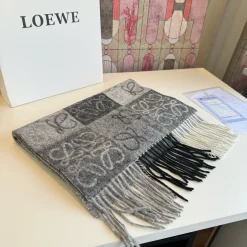 Alternative view of LOEWE Scarves Cashmere Gray-Black 32X180 A0010071232