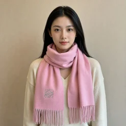 LOEWE Scarves Cashmere Pink-Silver One Size A1510070529