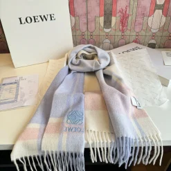 Alternative view of LOEWE Scarves Cashmere White-Pink-Blue One Size A2010071505